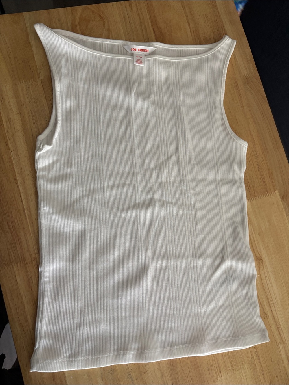 Joe Fresh Cream Ribbed Tank Top